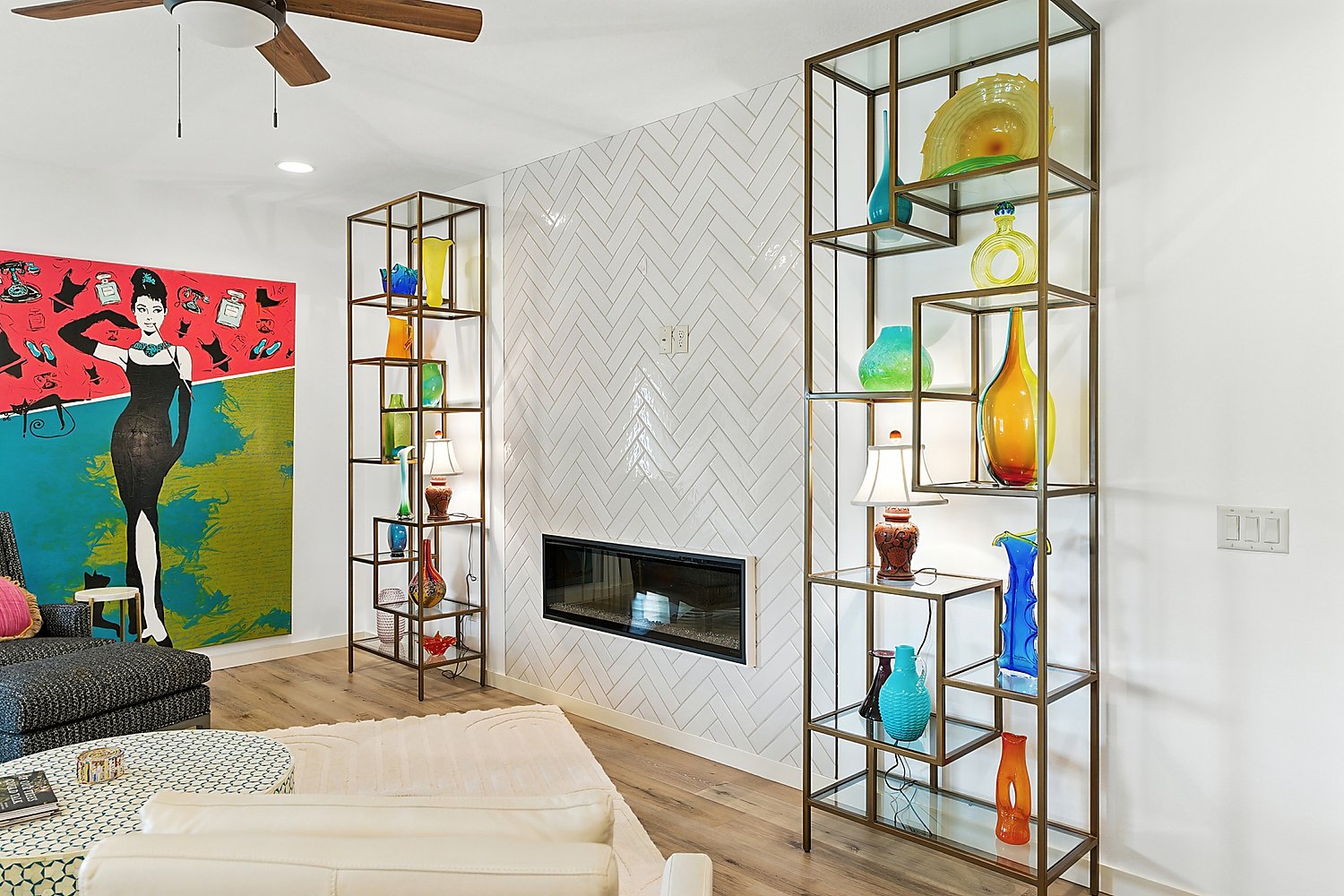 Living room with fireplace